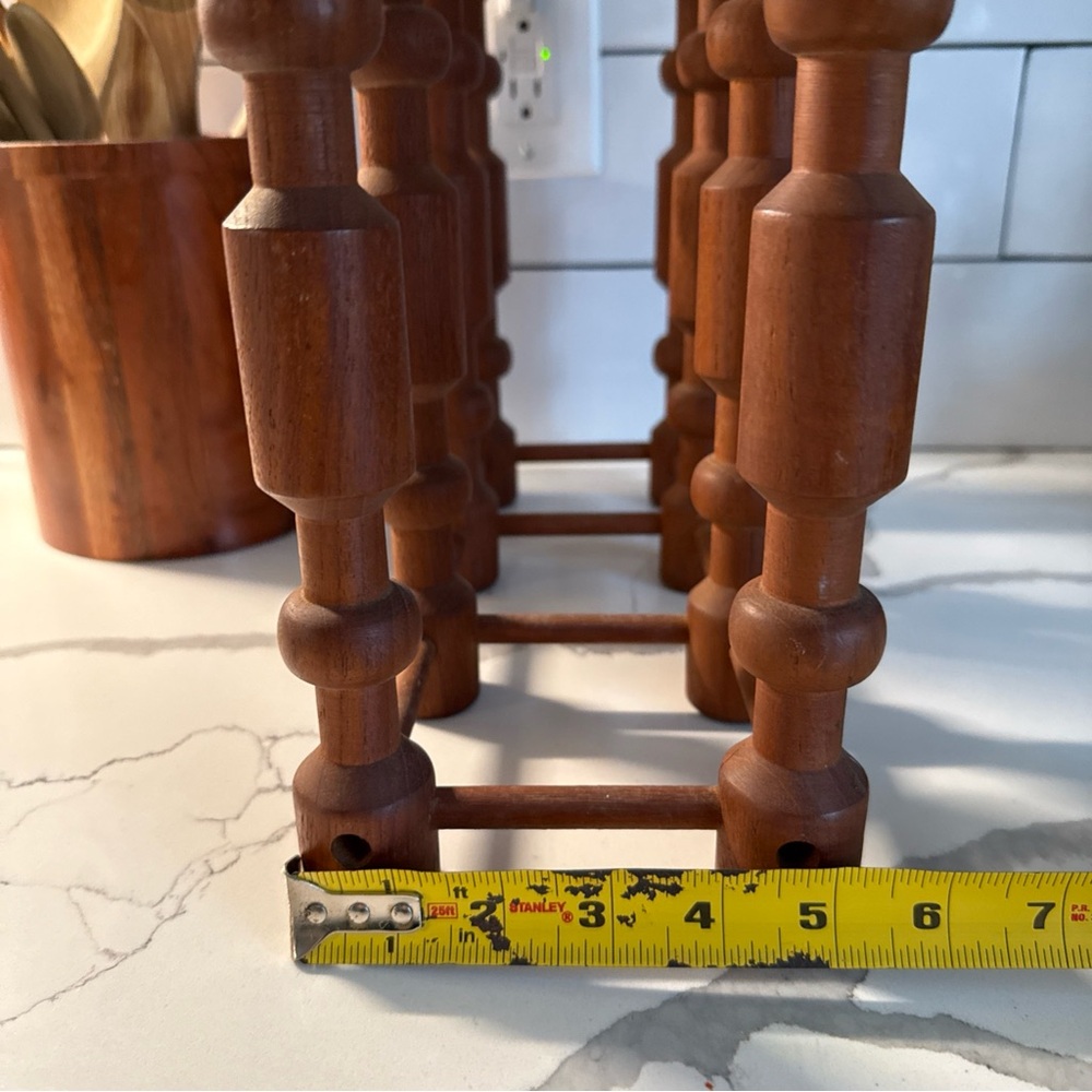 Vintage MCM Danish Teak Nissen Langaa 3 or 4 Bottle Wine Holder Signed - Picture 9 of 10